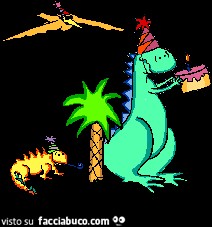 Gif animata torta di compleanno per il dinosauro