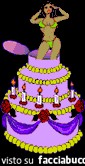 Gif animata ballerina in bikini che balla da dentro la torta